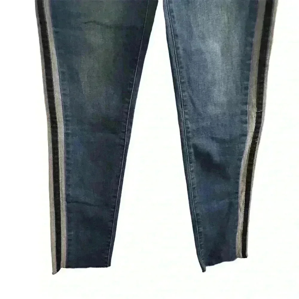 Lolo Women's Ankle Jeans Size 11 Blue Side Stripe‎ Stretch Denim - Picture 4 of 12